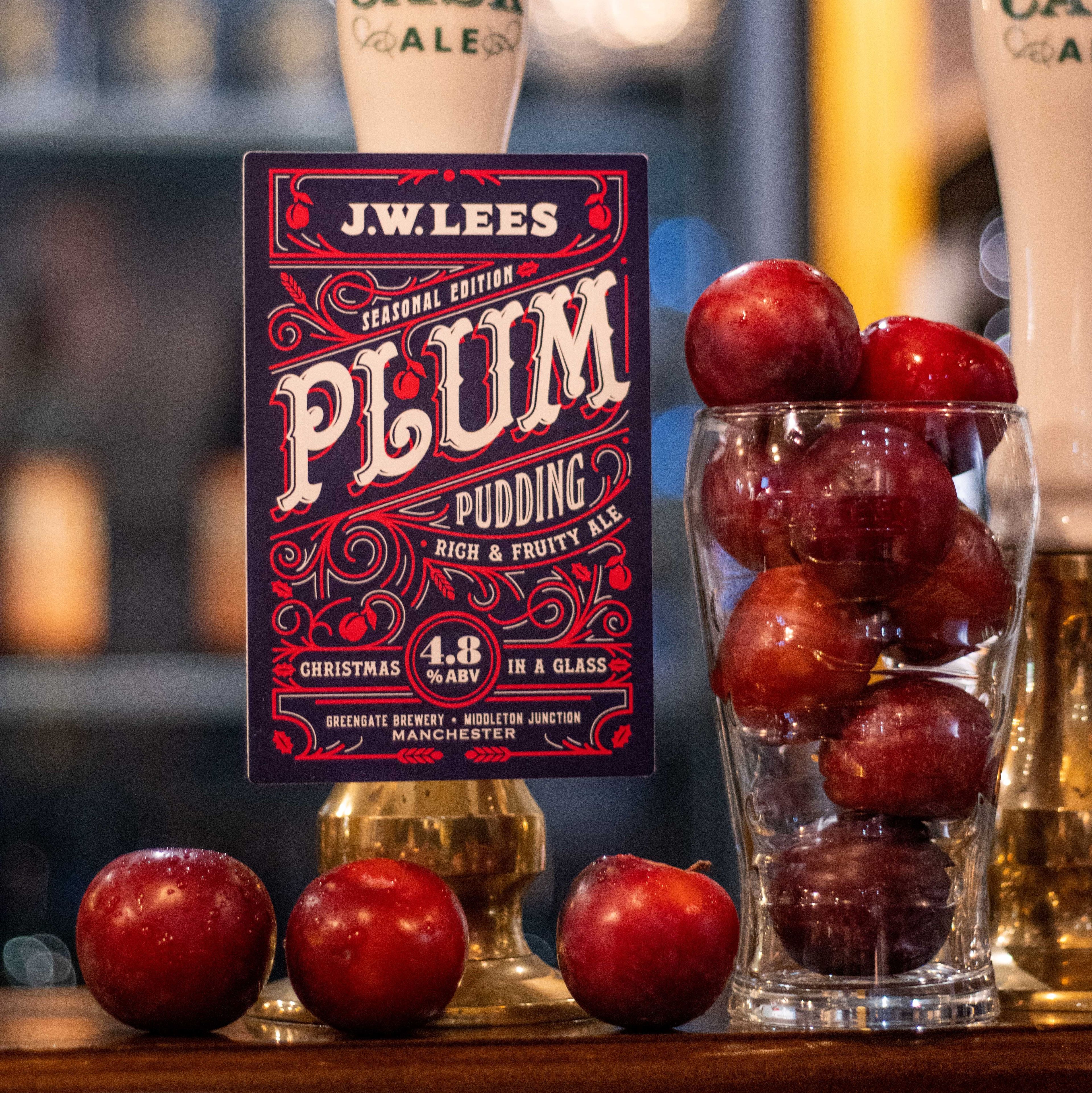 Plum Pudding Ale JW Lees Brewery. Manchester's oldest brewery